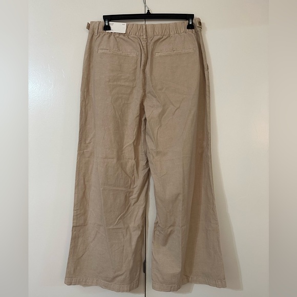 AMERICAN EAGLE HIGH RISE WIDE LEG STRETCH TROUSERS BEIGE WOMEN’S SIZE 12 - Picture 6 of 16